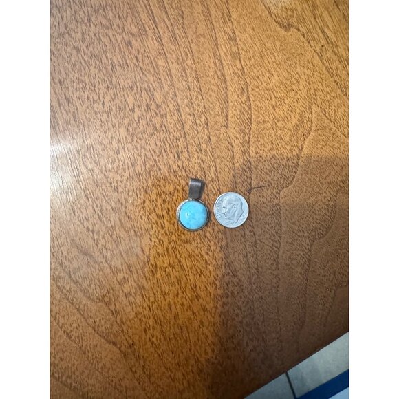 Sterling Silver 925 Larimar Round Pendant With Bail For Necklace Jewelry - Picture 8 of 9